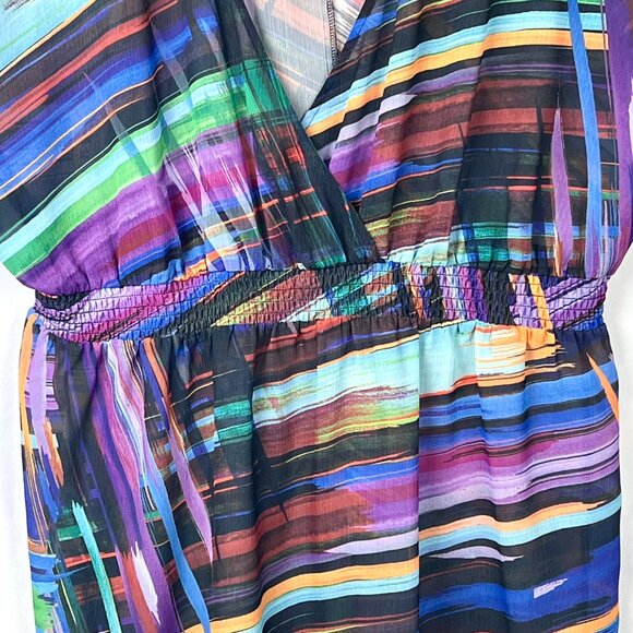 Lane Bryant Top Size 18/20 Babydoll Sheer Cross Over Front Elasticized Waist EUC - Picture 3 of 12